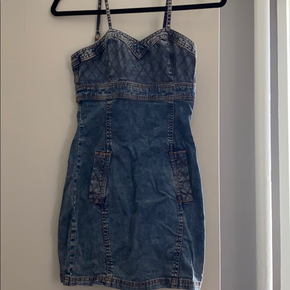 Denim bustier corset style bodycon dress